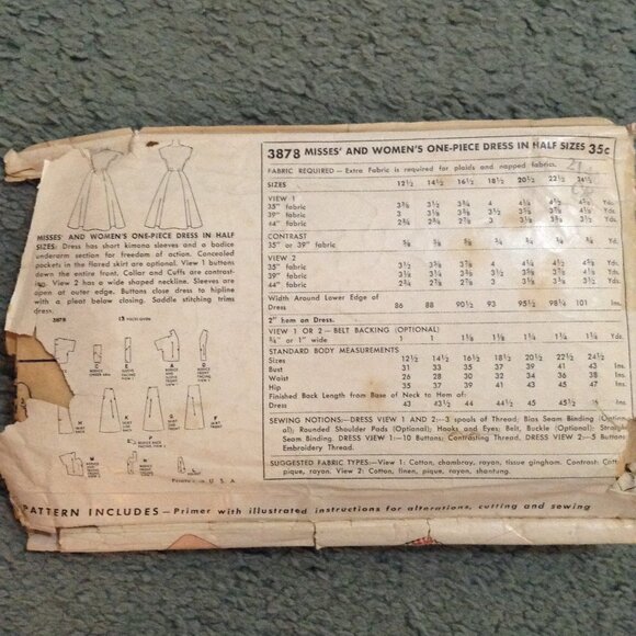 Lot of 3 (1 UNCUT 2 CUT) 1950s-1960s Vintage Sewing Patterns - Picture 3 of 7